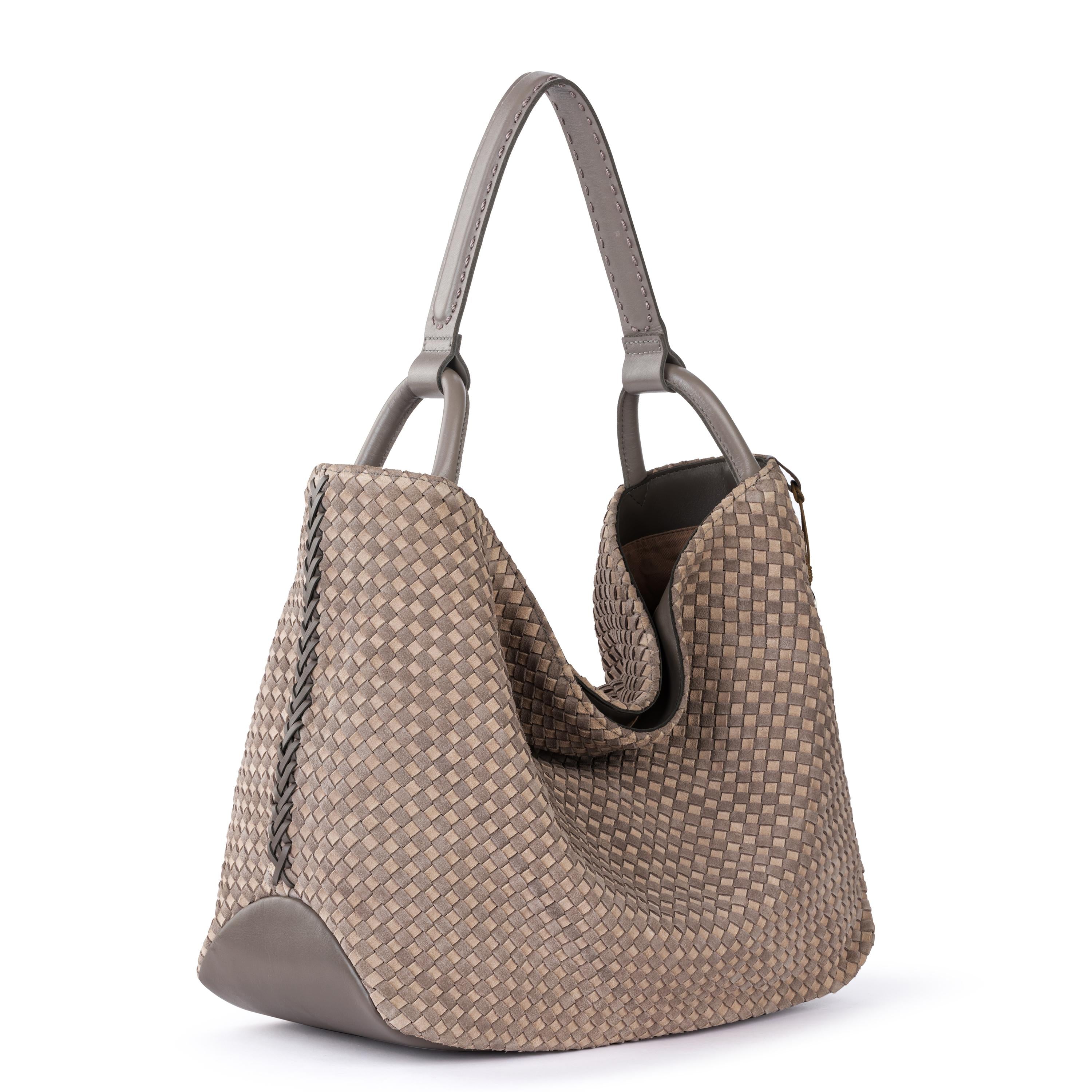 The Sak Los Feliz Large Tote - Leather - Mushroom Suede Sand Suede Woven