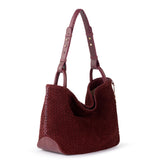 The Sak Los Feliz Medium Tote - Leather - Black Cherry Suede Woven