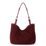 The Sak Los Feliz Medium Tote - Leather - Black Cherry Suede Woven