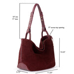 The Sak Los Feliz Medium Tote - Leather - Black Cherry Suede Woven