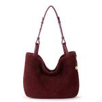 The Sak Los Feliz Medium Tote - Leather - Black Cherry Suede Woven