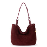 The Sak Los Feliz Medium Tote - Leather - Black Cherry Suede Woven