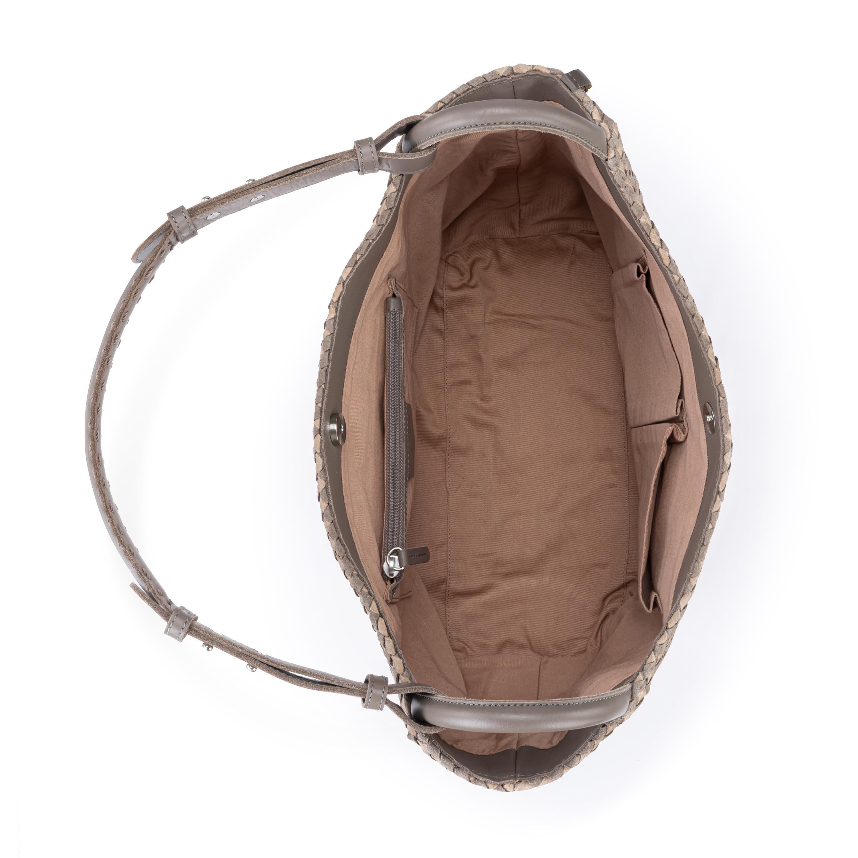 The Sak Los Feliz Medium Tote - Leather - Mushroom Suede Sand Suede Woven