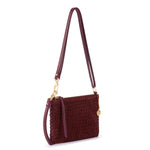 The Sak Vita Convertible Wristlet - Leather - Black Cherry Suede Woven