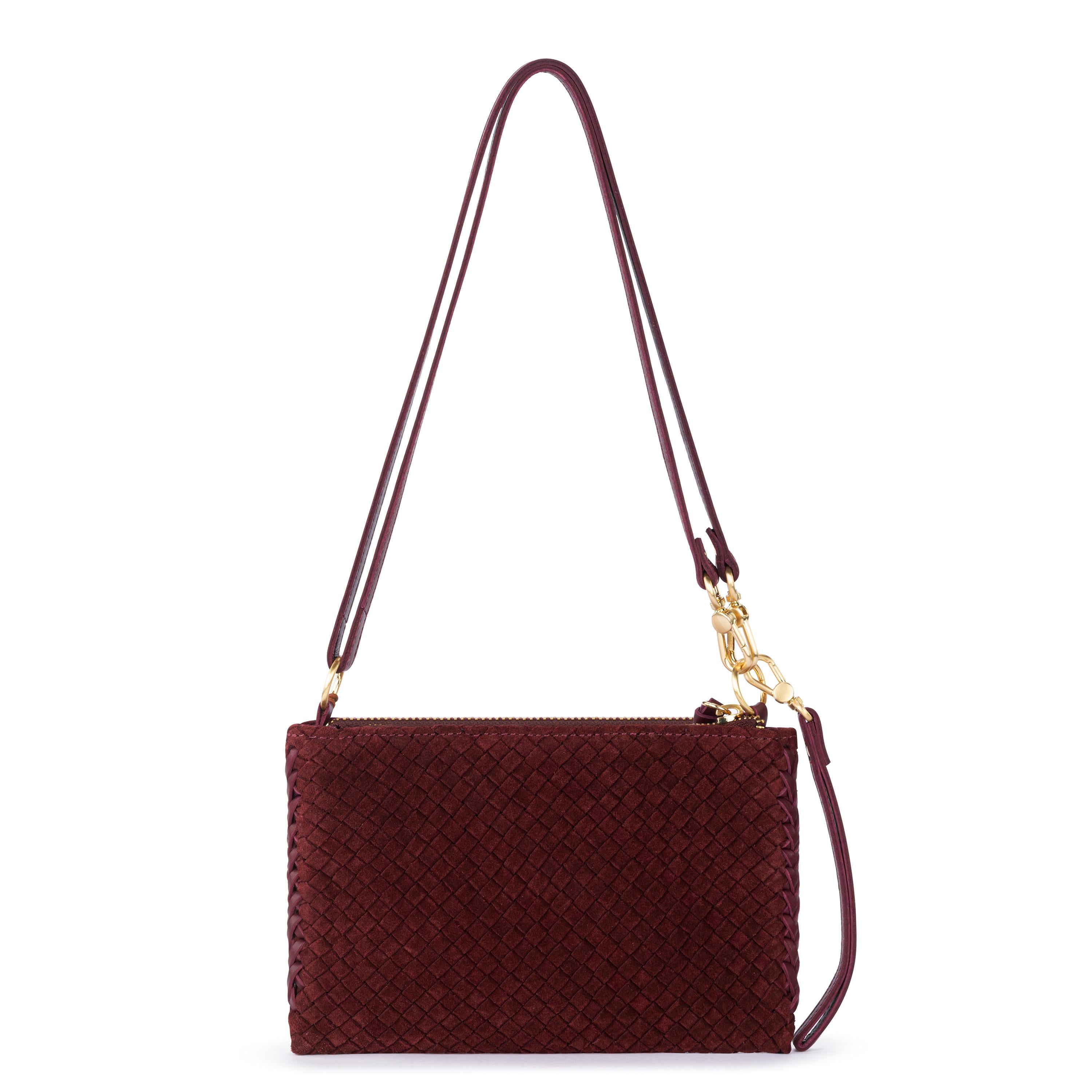 The Sak Vita Convertible Wristlet - Leather - Black Cherry Suede Woven