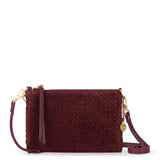 The Sak Vita Convertible Wristlet - Leather - Black Cherry Suede Woven