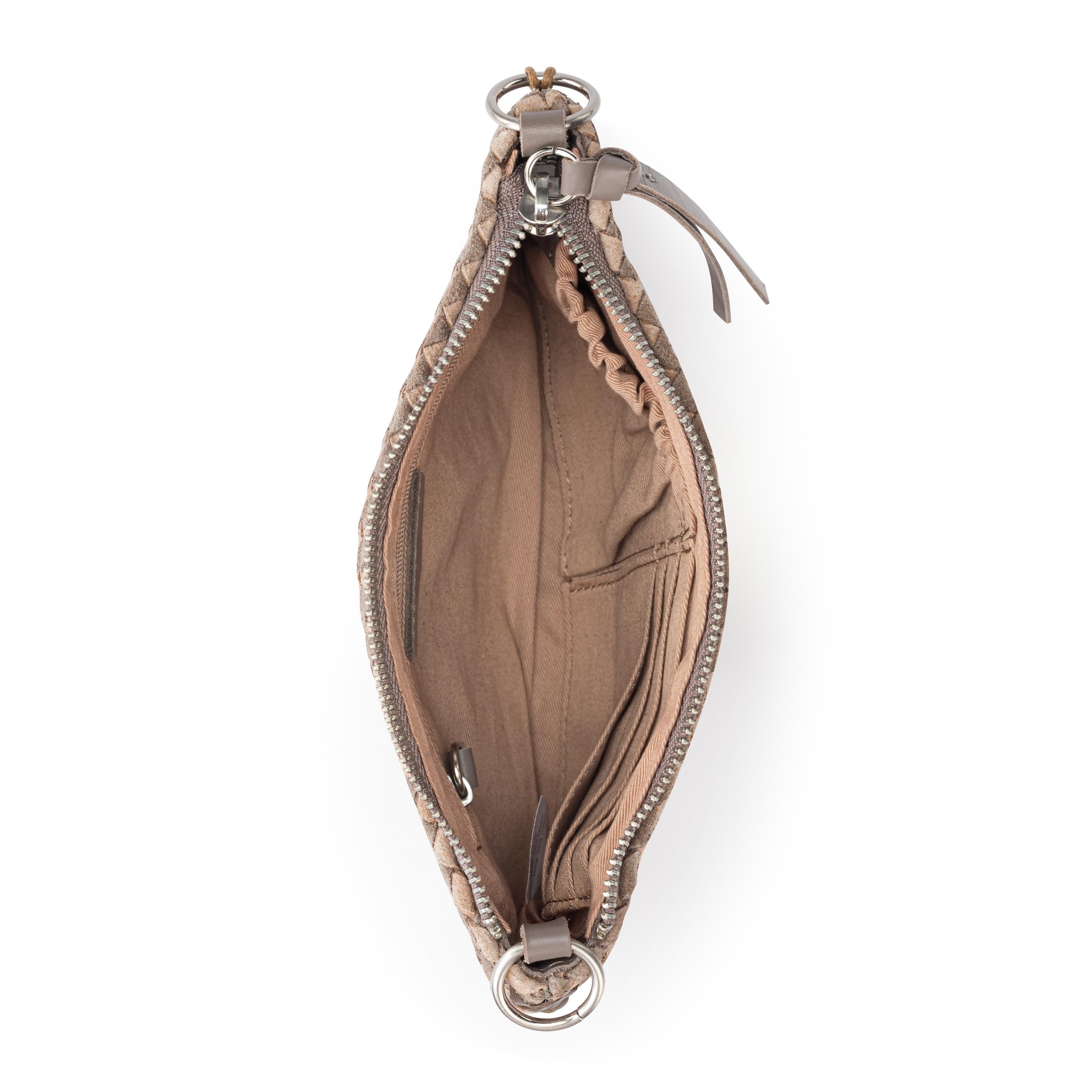 The Sak Vita Convertible Wristlet - Leather - Mushroom Suede Sand Suede Woven