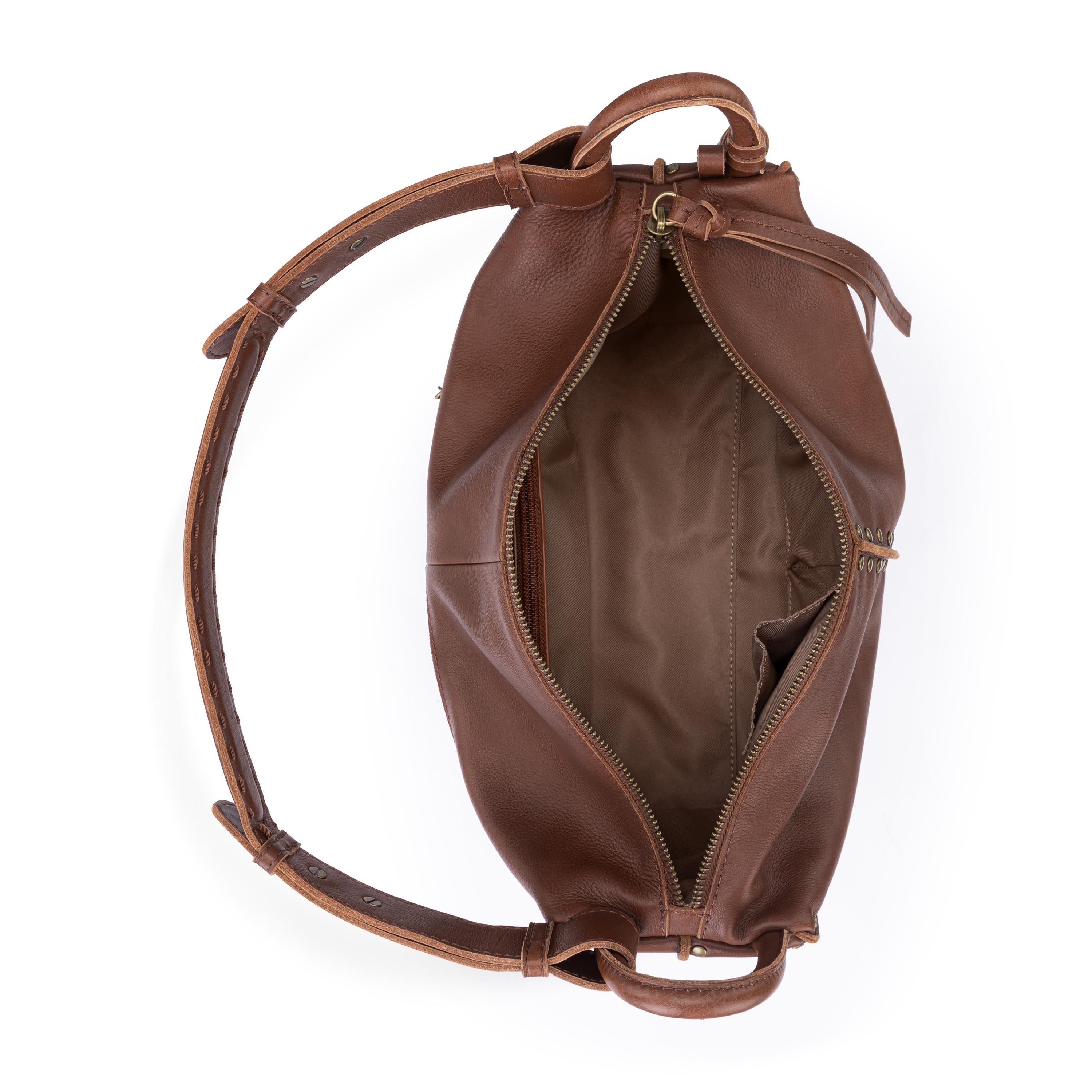 The Sak Los Feliz Hobo - Leather - Whiskey Gold Stud
