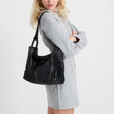 The Sak Los Feliz Medium Tote - Leather - Black Silver Stud
