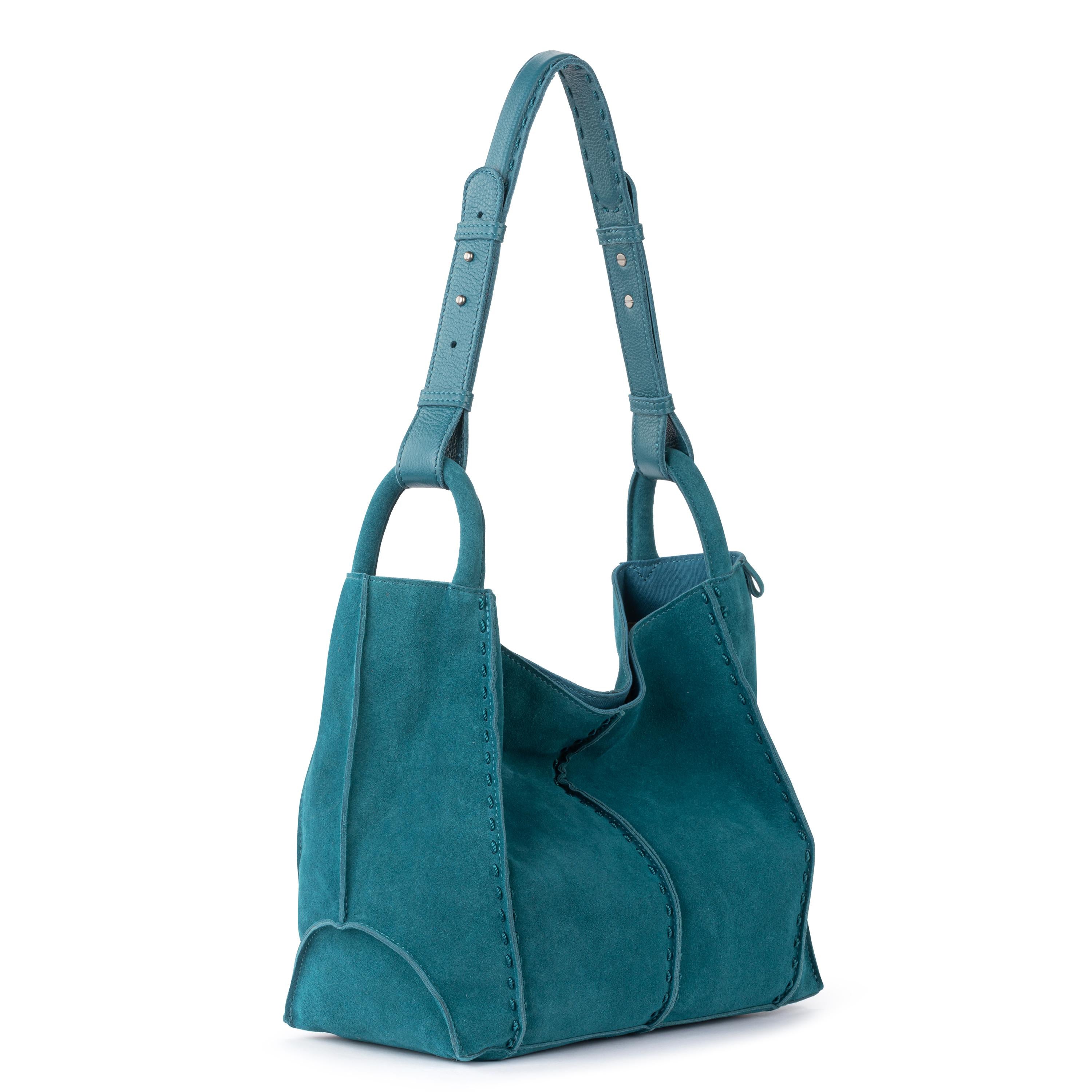 The Sak Los Feliz Medium Tote - Leather - Deep Teal Suede