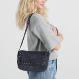 The Sak Marlow Flap Shoulder - Leather - Storm Grey Suede Belt