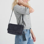 The Sak Marlow Flap Shoulder - Leather - Storm Grey Suede Belt