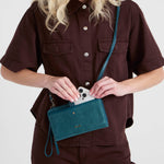The Sak Iris Smartphone Wallet - Leather - Deep Teal Suede