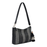 Sakroots Lumi Crossbody - Straw - Black Metallic Woven