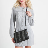 The Sak Lumi Crossbody - Straw - Black Metallic Woven