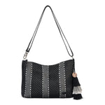 Sakroots Lumi Crossbody - Straw - Black Metallic Woven