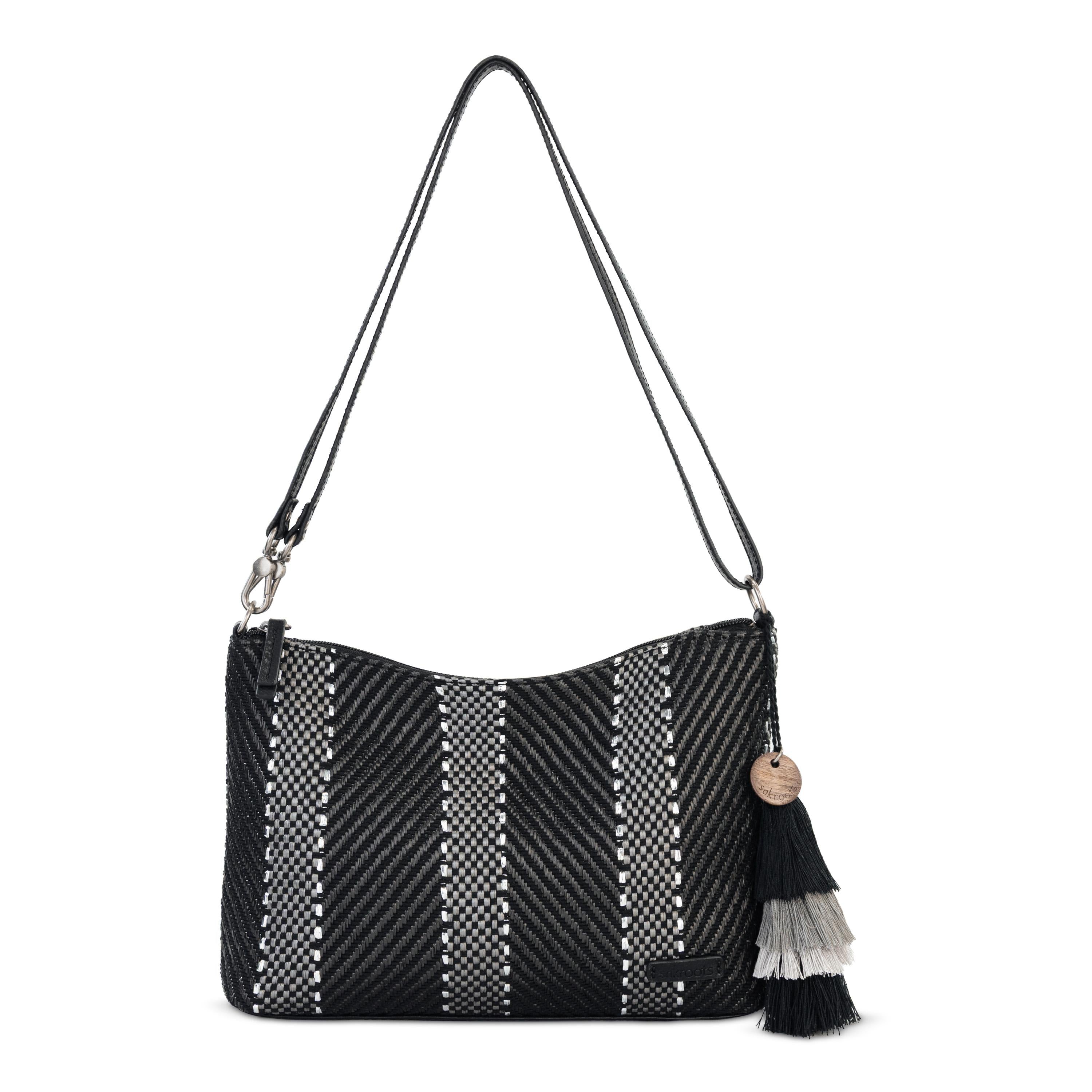 Sakroots Lumi Crossbody - Straw - Black Metallic Woven