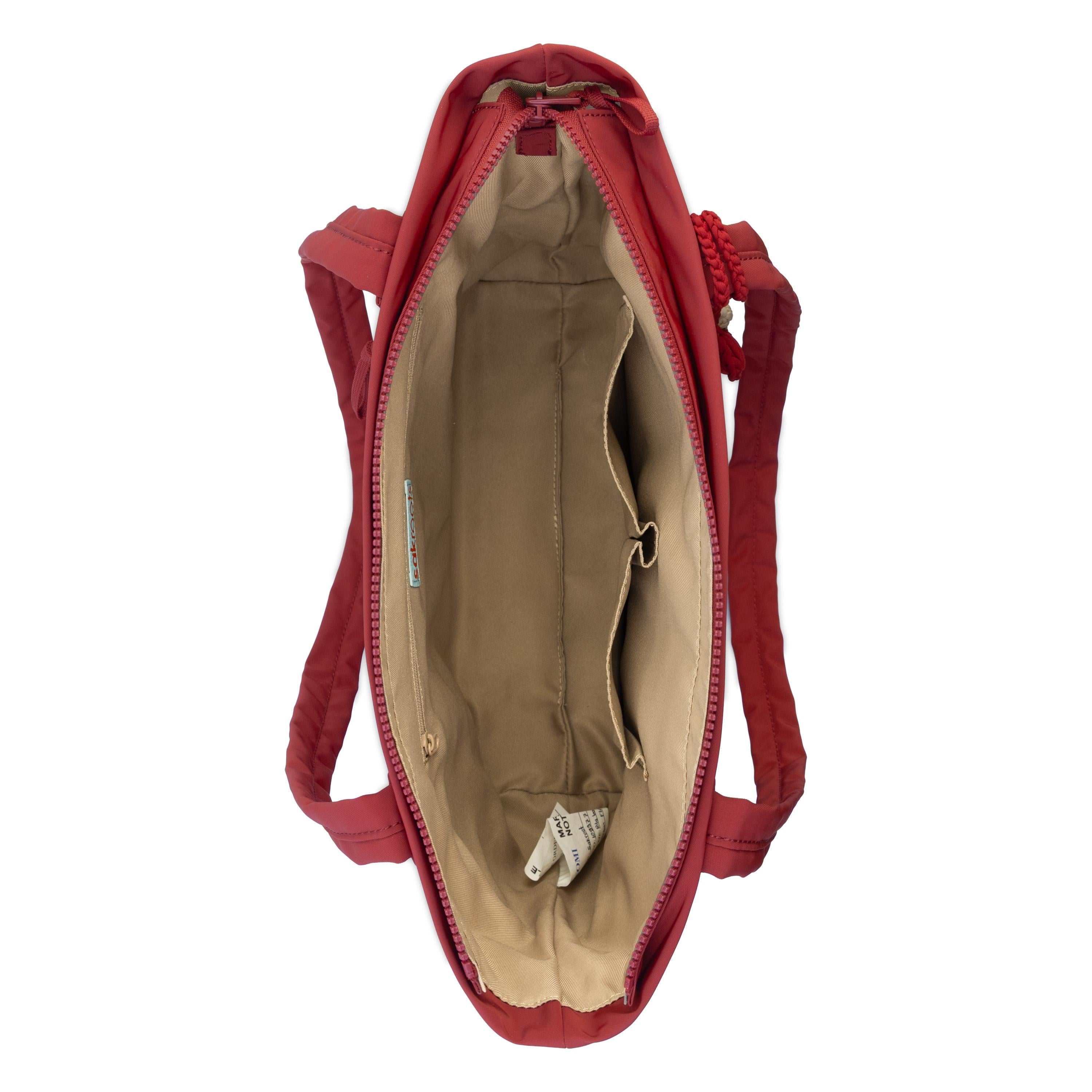 Sakroots Banyan Shoulder Tote - EcoTwill - Crimson Flower Blossom Quilted