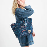 The Sak Banyan Shoulder Tote - EcoTwill - Midnight Damask