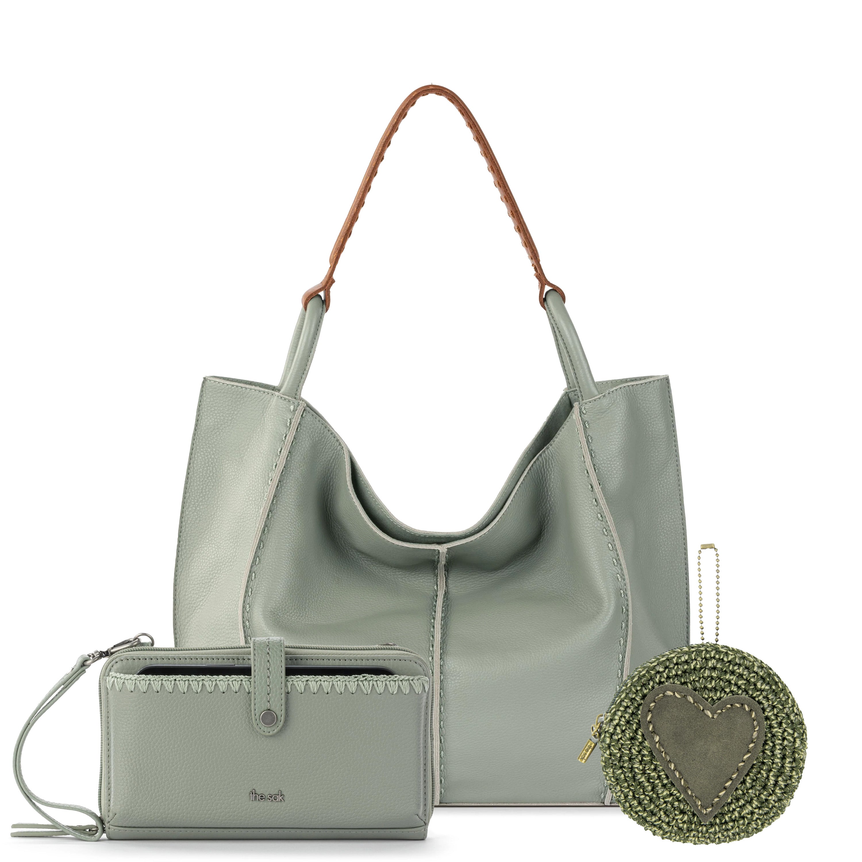 The Sak Los Feliz Large Tote Pouch 3 Piece Set - Leather - Meadow