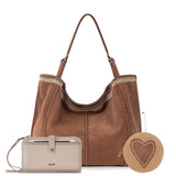 The Sak Los Feliz Large Tote Pouch 3 Piece Set - Leather - Tobacco Suede