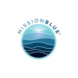 A logo featuring a stylized blue ocean wave within a circle, with the text 'MISSION BLUE' arching over the design.