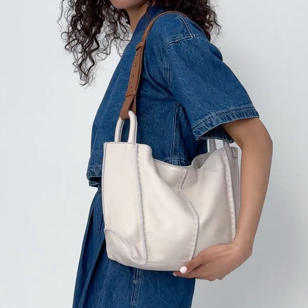 The Sak Los Feliz Medium Tote - Leather - Stone