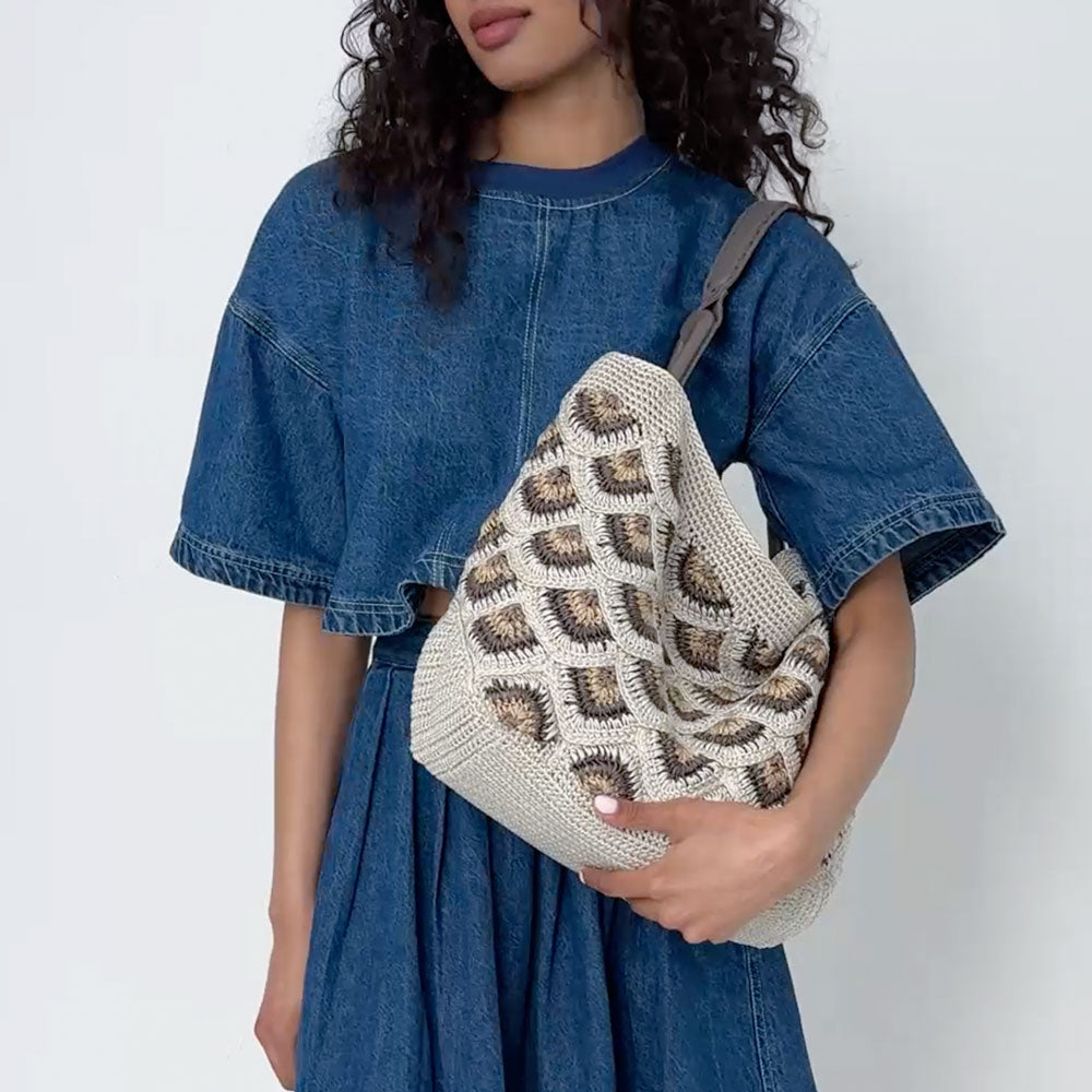 The Sak Los Feliz Large Tote - Hand Crochet - Natural Mermaid