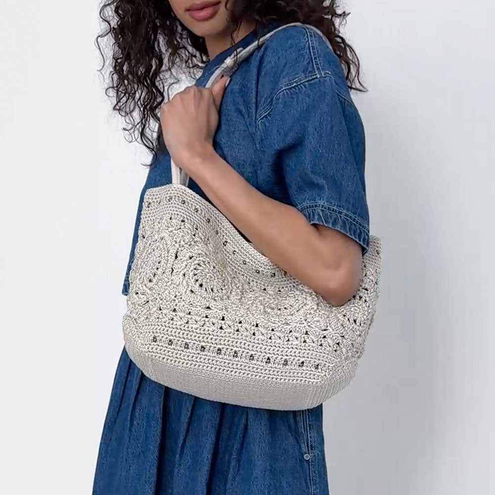The Sak Los Feliz Medium Tote - Hand Crochet - Natural Medallion